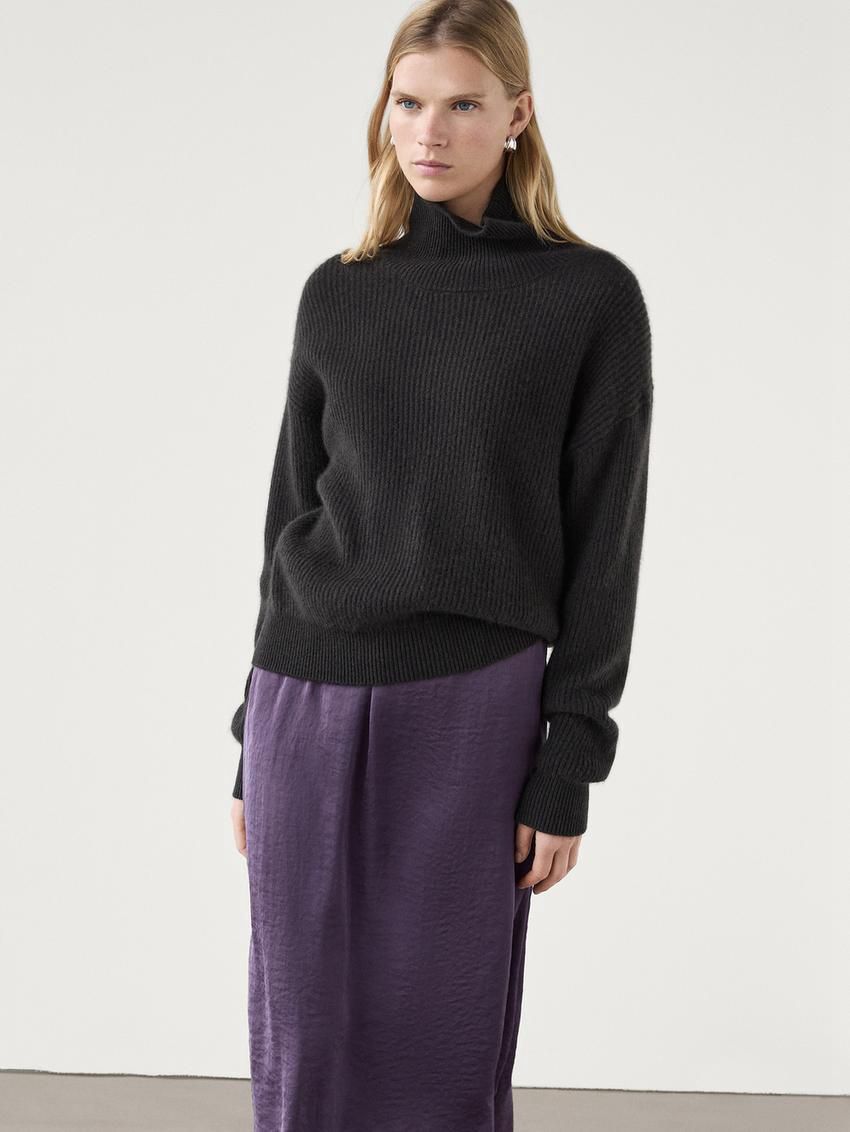 Massimo Dutti Lightweight Midi With Lace Trim Co-ord Women Skirts Purple | US-EF2436850