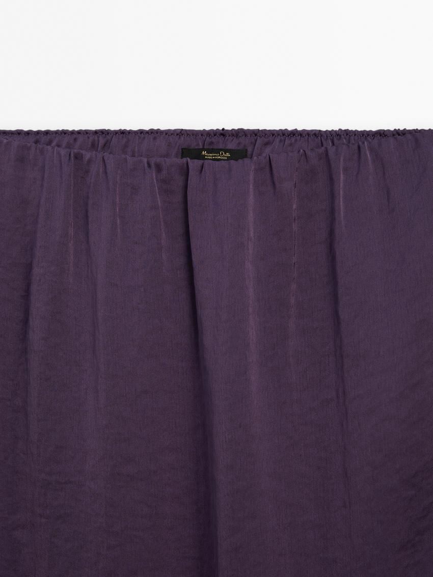 Massimo Dutti Lightweight Midi With Lace Trim Co-ord Women Skirts Purple | US-EF2436850