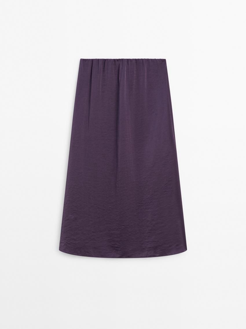 Massimo Dutti Lightweight Midi With Lace Trim Co-ord Women Skirts Purple | US-EF2436850
