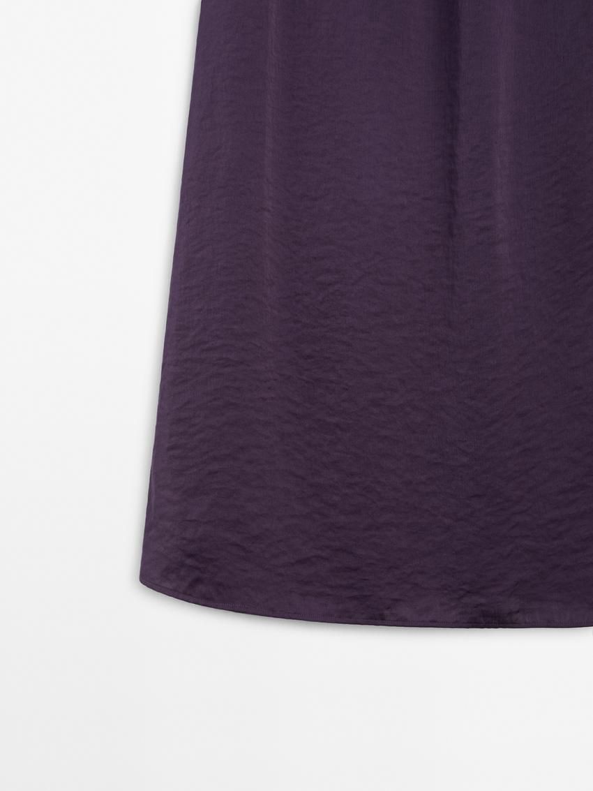Massimo Dutti Lightweight Midi With Lace Trim Co-ord Women Skirts Purple | US-EF2436850