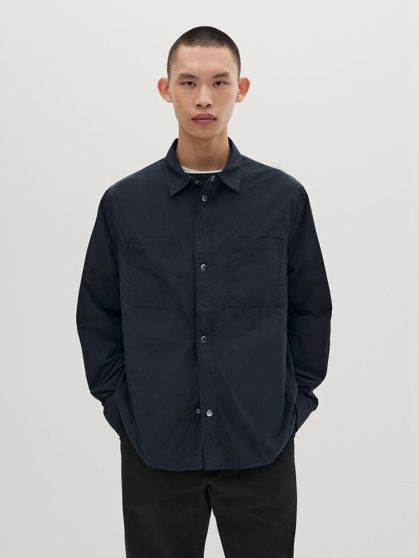 Massimo Dutti Lightweight Waterproof Men Jacket Navy | US-JB6821579