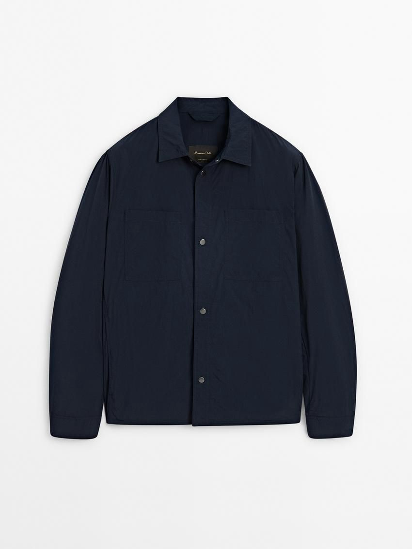 Massimo Dutti Lightweight Waterproof Men Jacket Navy | US-JB6821579