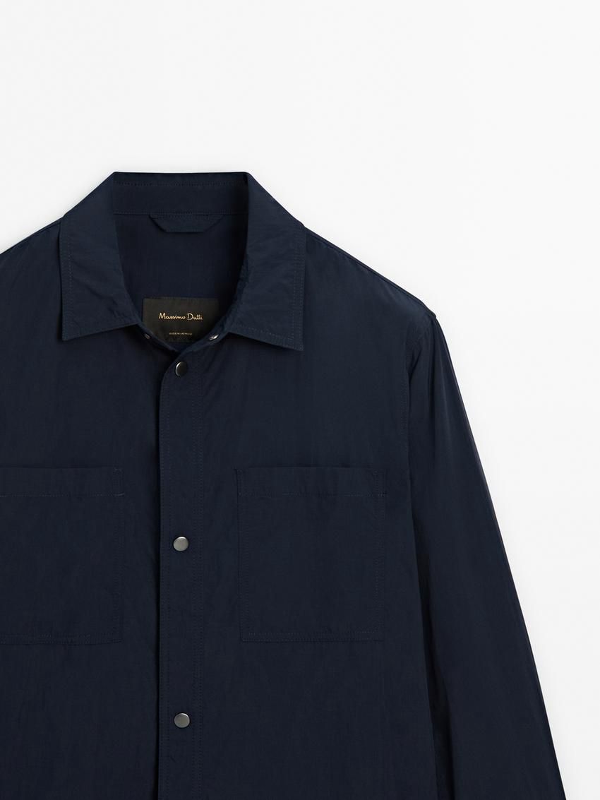 Massimo Dutti Lightweight Waterproof Men Jacket Navy | US-JB6821579