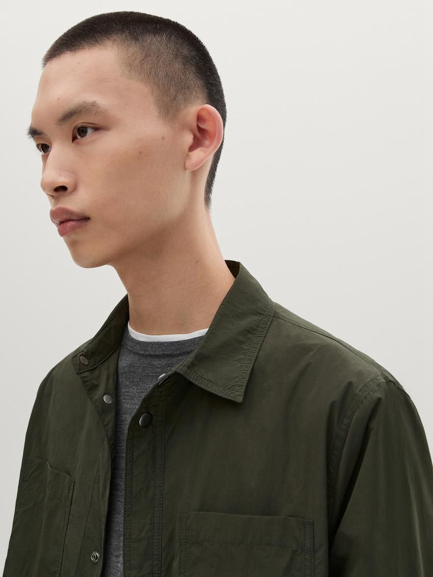Massimo Dutti Lightweight Waterproof Men Jacket Dark Green | US-GE0796154