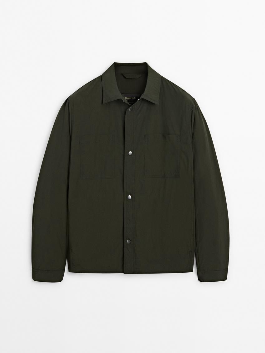 Massimo Dutti Lightweight Waterproof Men Jacket Dark Green | US-GE0796154