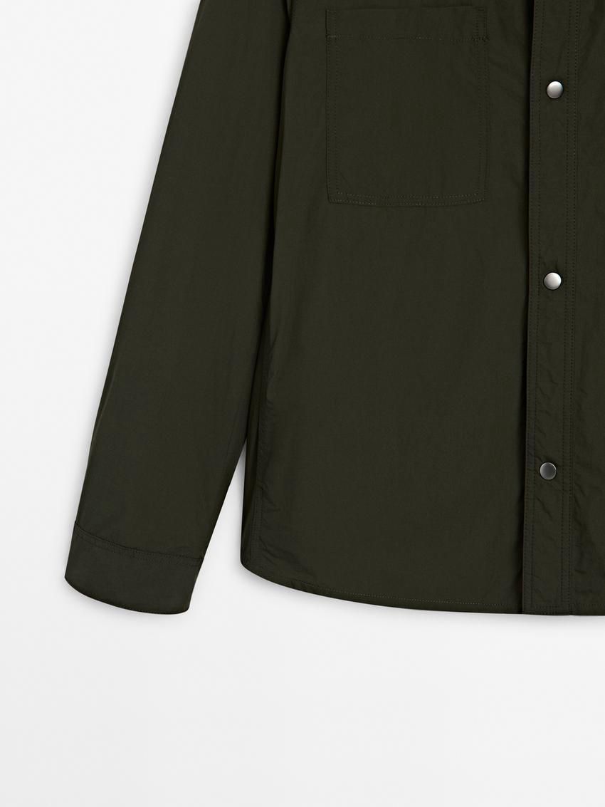 Massimo Dutti Lightweight Waterproof Men Jacket Dark Green | US-GE0796154