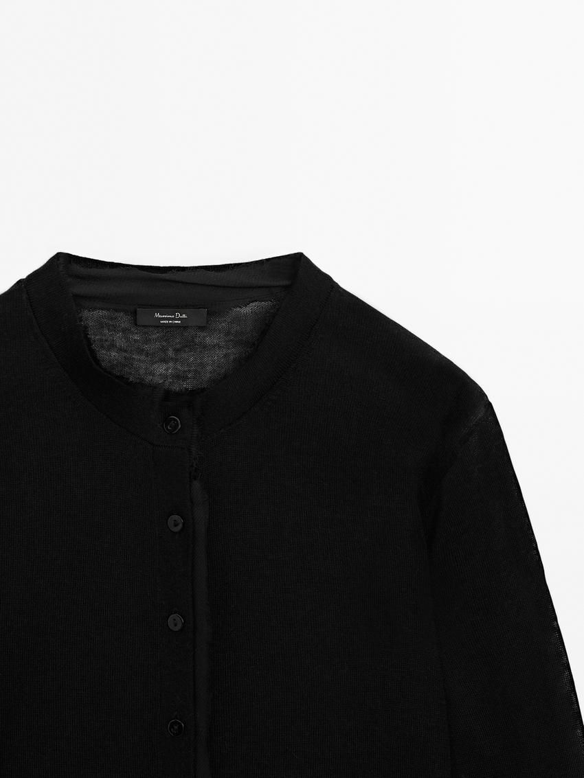 Massimo Dutti Lightweight With Distressed Detail Women Cardigan Black | US-DU8324605