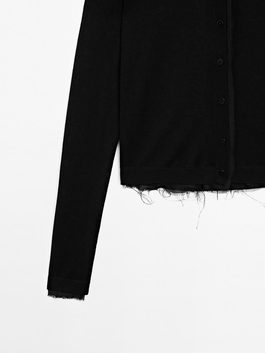 Massimo Dutti Lightweight With Distressed Detail Women Cardigan Black | US-DU8324605