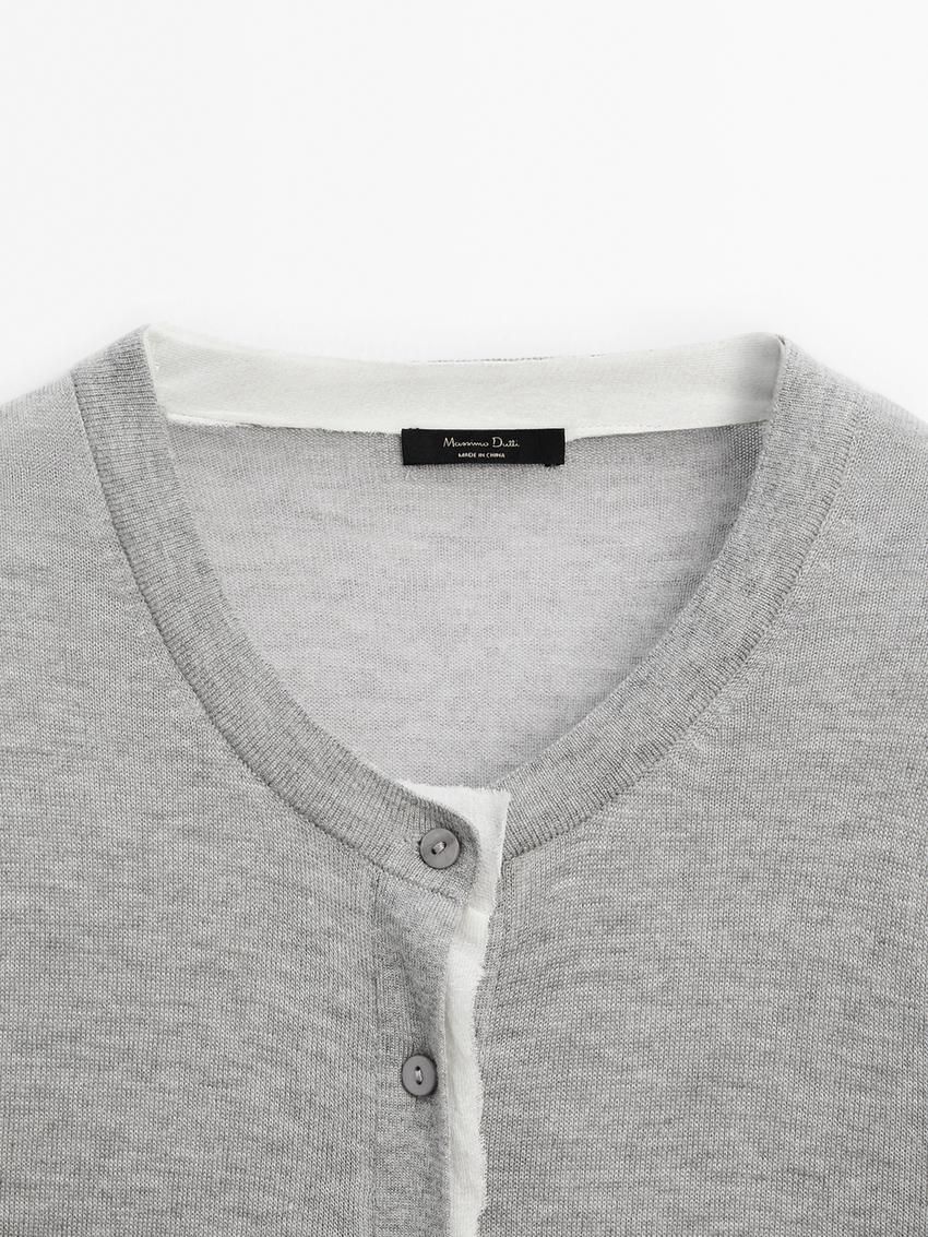 Massimo Dutti Lightweight With Distressed Detail Women Cardigan Grey | US-FU6032794