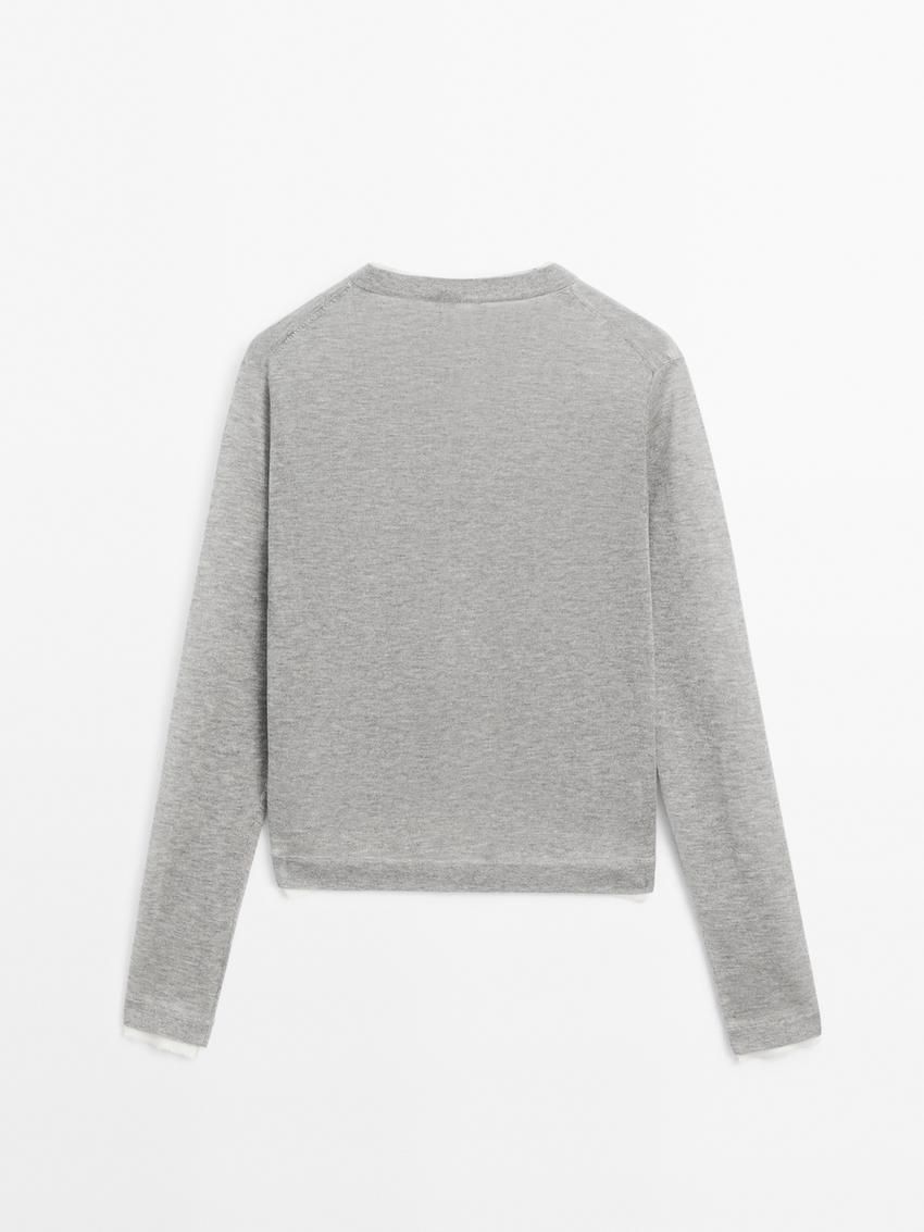 Massimo Dutti Lightweight With Distressed Detail Women Cardigan Grey | US-FU6032794