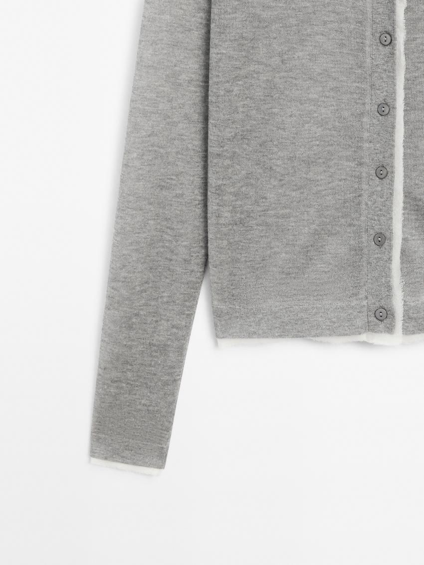 Massimo Dutti Lightweight With Distressed Detail Women Cardigan Grey | US-FU6032794