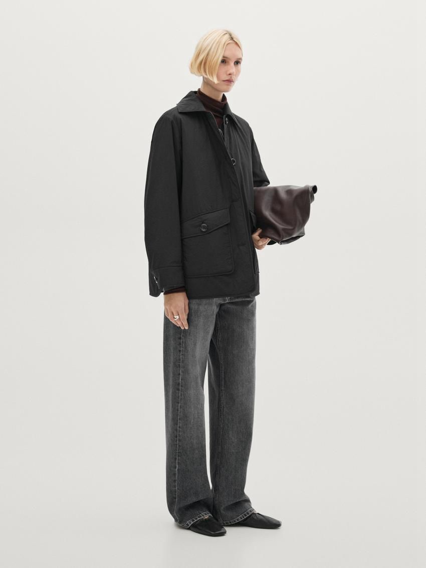 Massimo Dutti Lightweight With Flap Pockets Women Puffer Jacket Black | US-JO2085394