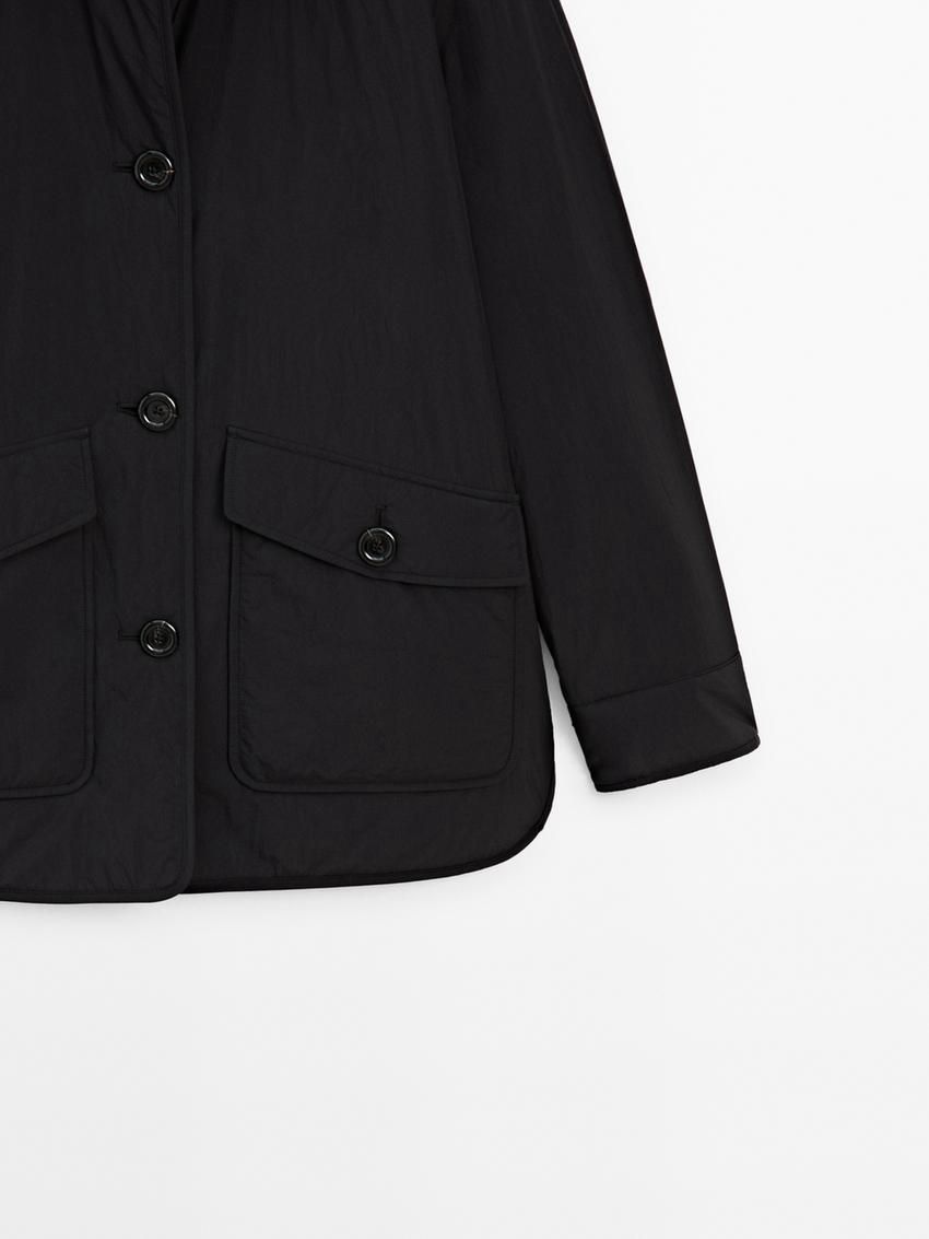 Massimo Dutti Lightweight With Flap Pockets Women Puffer Jacket Black | US-JO2085394