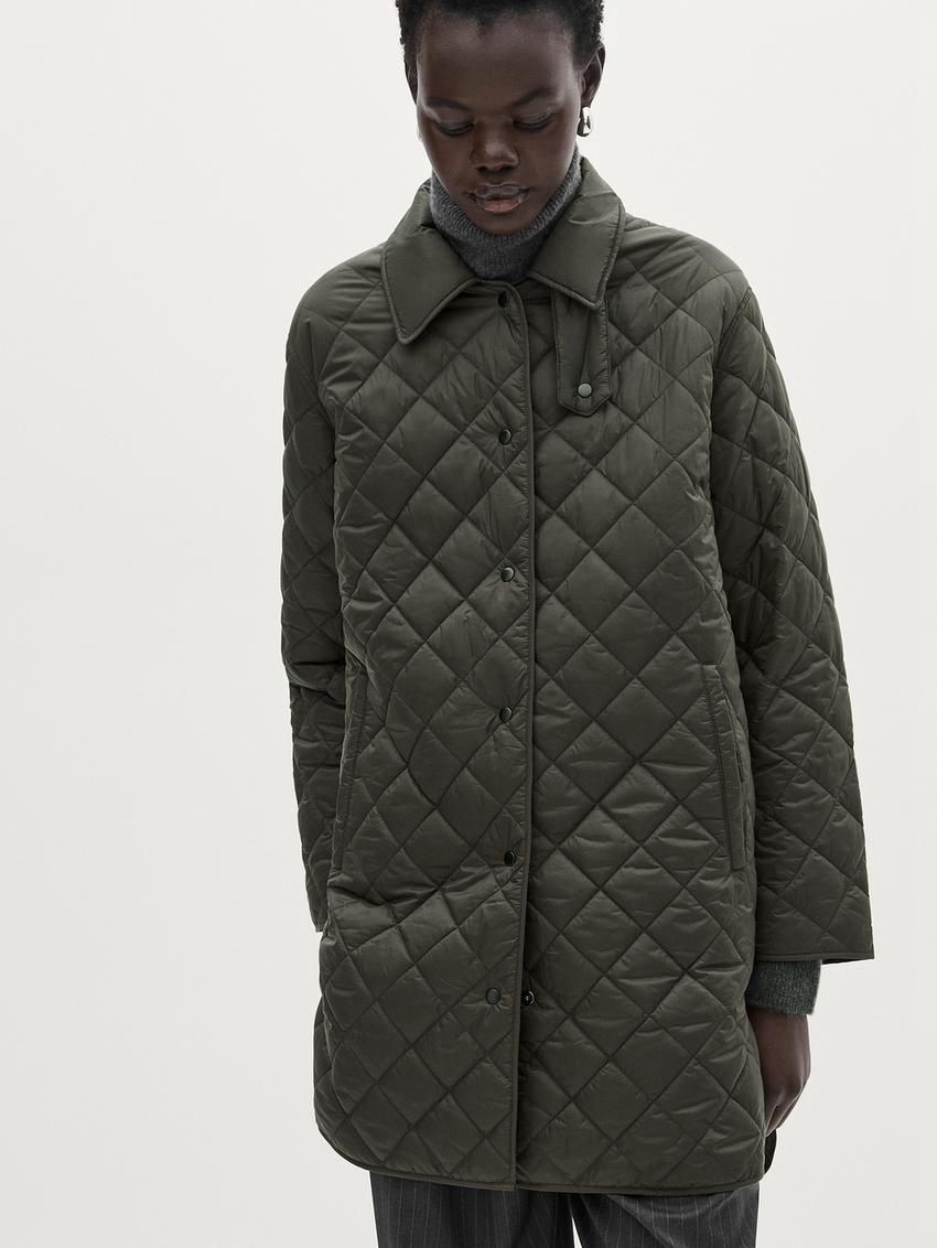 Massimo Dutti Lightweight With Snap Buttons Women Quilted Jacket Dark Khaki | US-IS9427801