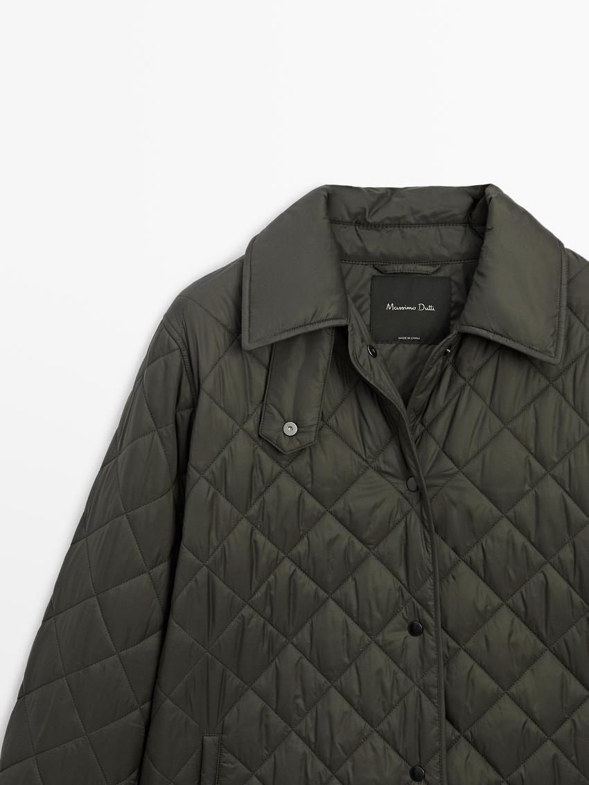 Massimo Dutti Lightweight With Snap Buttons Women Quilted Jacket Dark Khaki | US-IS9427801