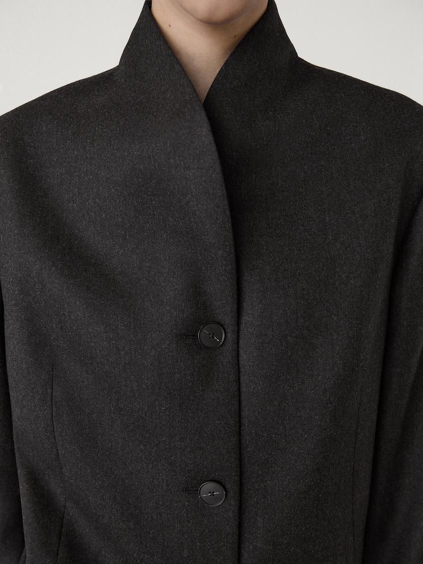 Massimo Dutti Lightweight Wool Women Blazer Black | US-IT9283057