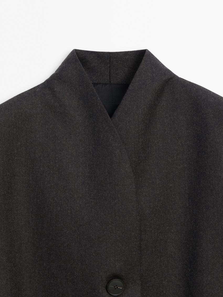 Massimo Dutti Lightweight Wool Women Blazer Black | US-IT9283057