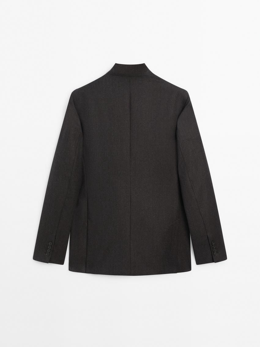 Massimo Dutti Lightweight Wool Women Blazer Black | US-IT9283057