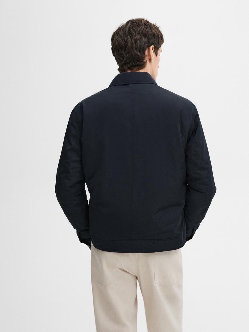 Massimo Dutti Lightweight Zipped Men Jacket Navy | US-BG9084572