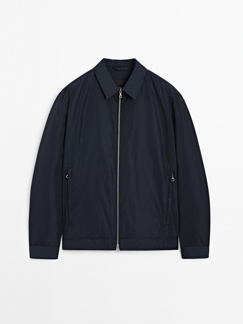 Massimo Dutti Lightweight Zipped Men Jacket Navy | US-BG9084572