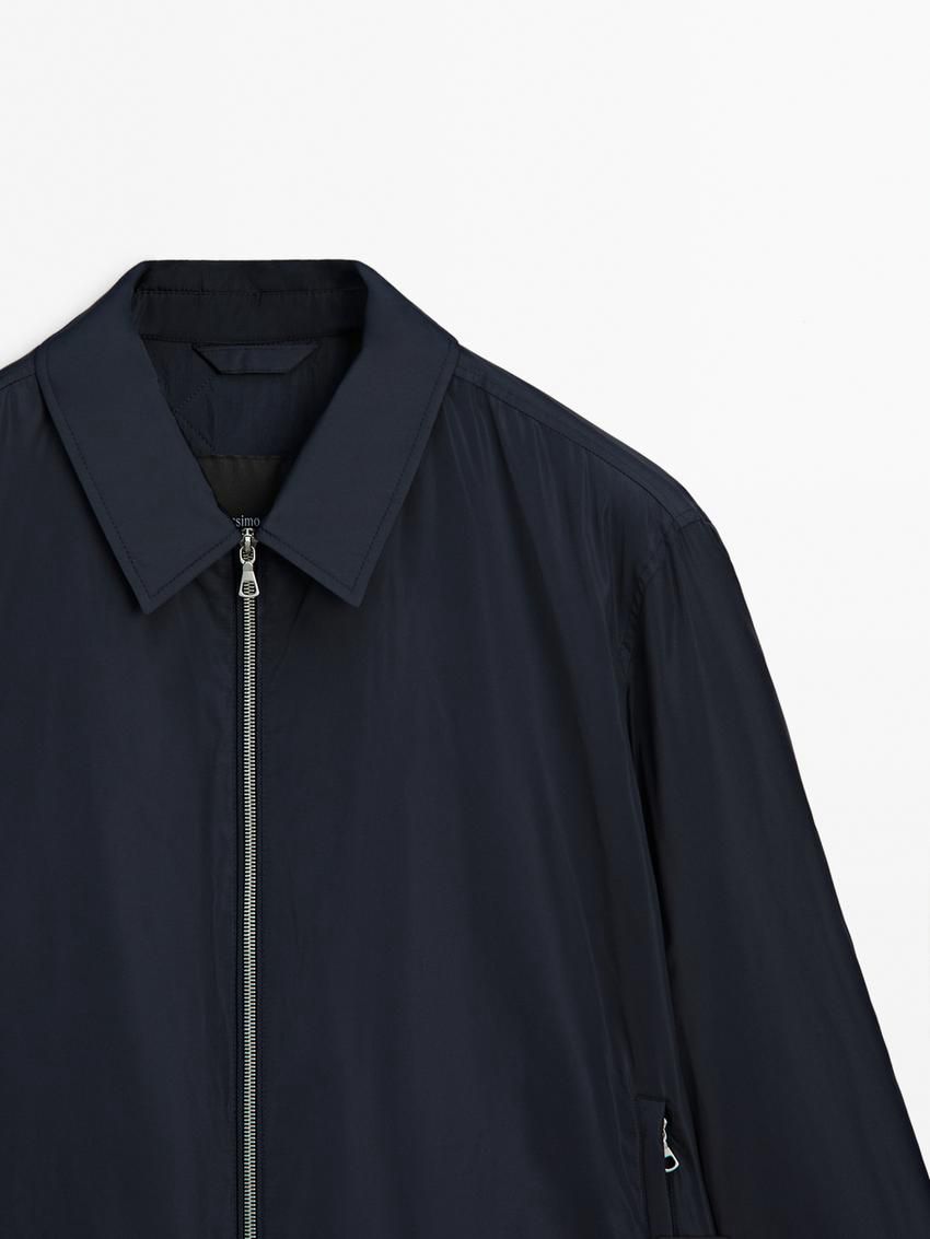 Massimo Dutti Lightweight Zipped Men Jacket Navy | US-BG9084572