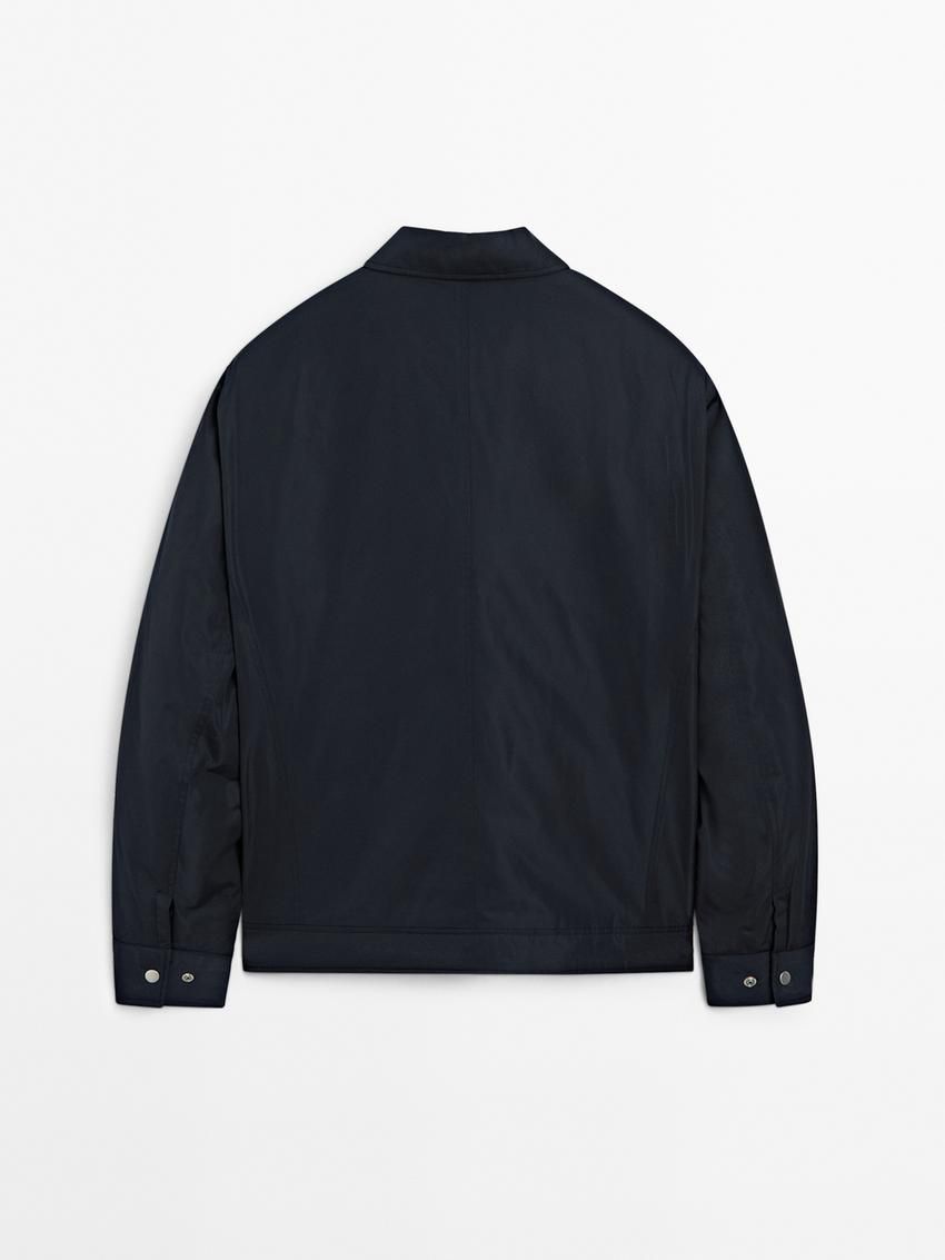 Massimo Dutti Lightweight Zipped Men Jacket Navy | US-BG9084572