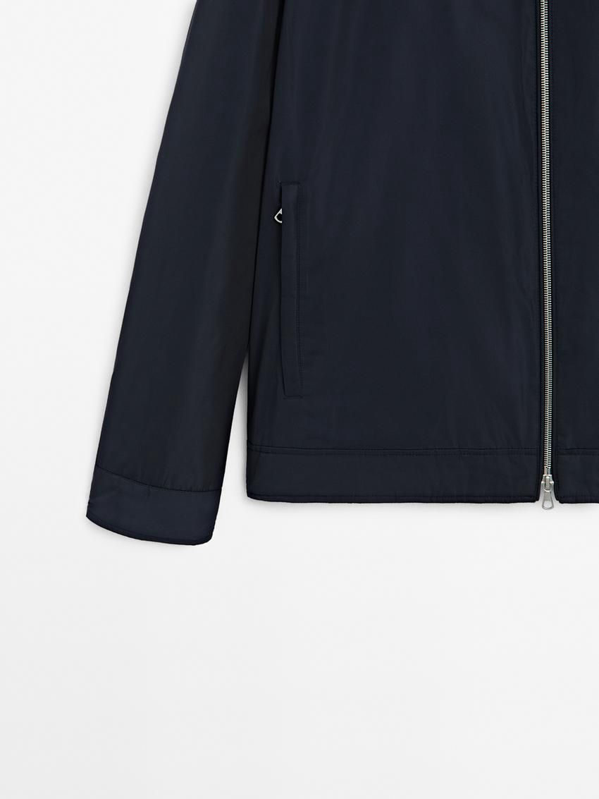 Massimo Dutti Lightweight Zipped Men Jacket Navy | US-BG9084572