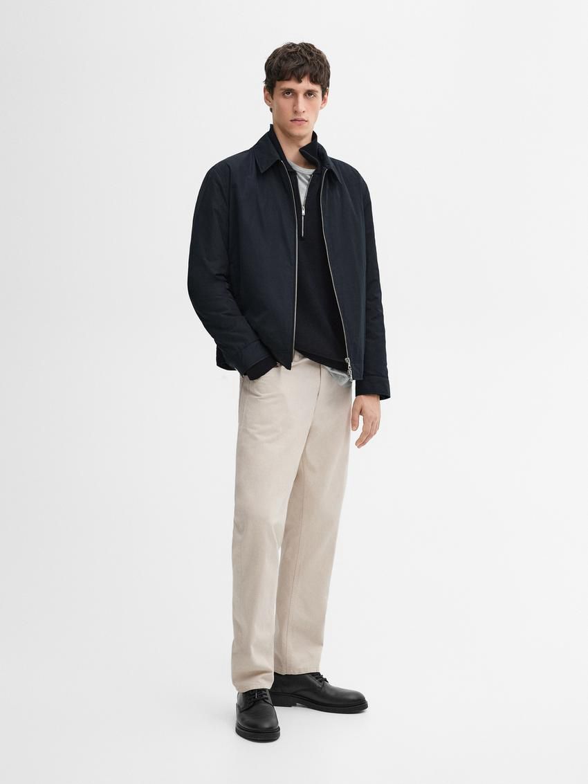 Massimo Dutti Lightweight Zipped Men Jacket Navy | US-BG9084572