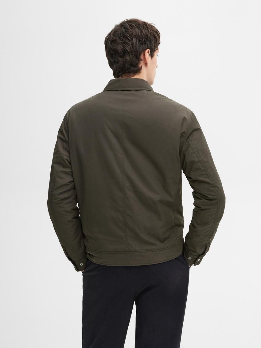 Massimo Dutti Lightweight Zipped Men Jacket Dark Khaki | US-DP0752149