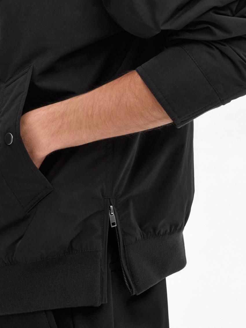 Massimo Dutti Lined Men Bomber Jacket Black | US-GO1963527