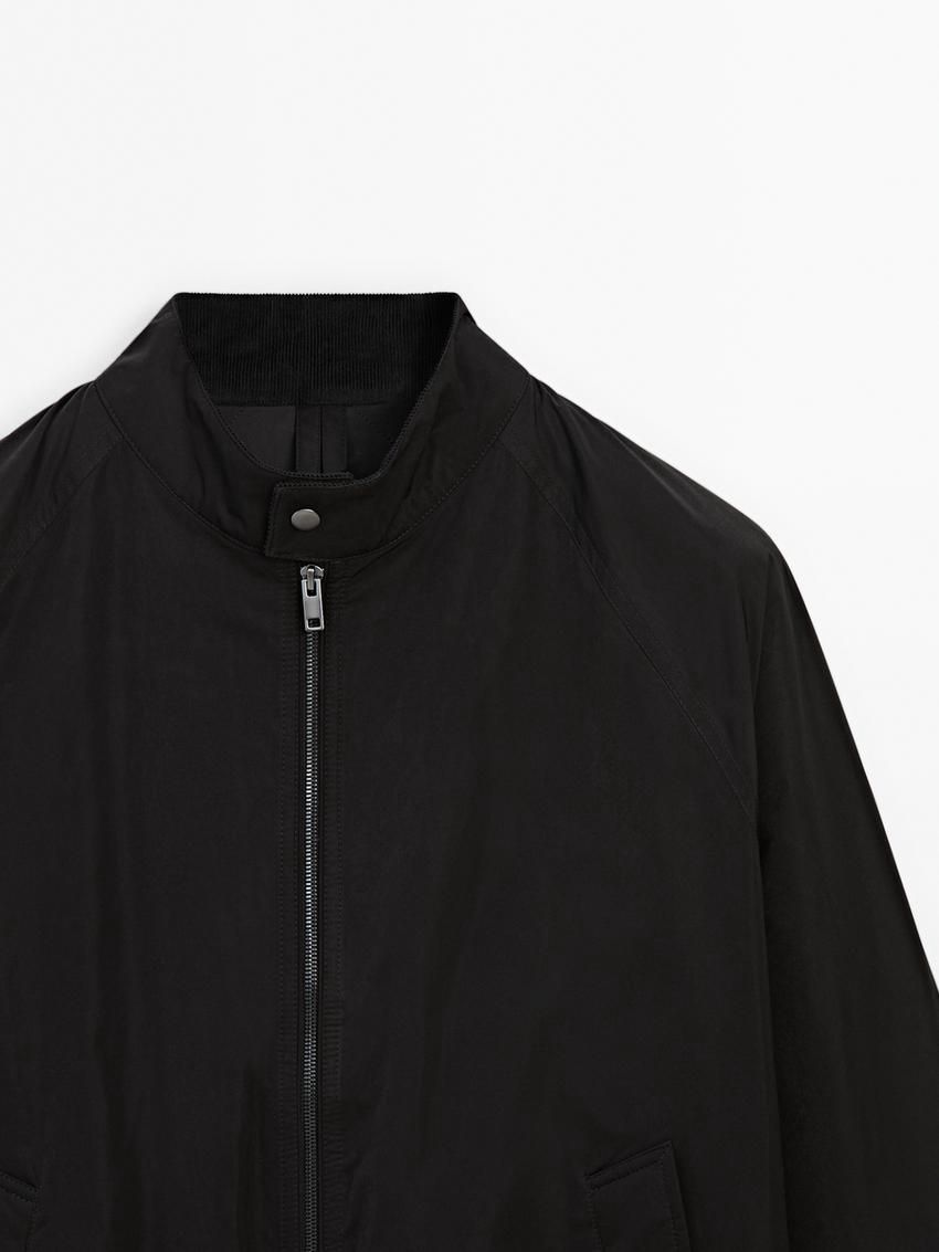 Massimo Dutti Lined Men Bomber Jacket Black | US-GO1963527
