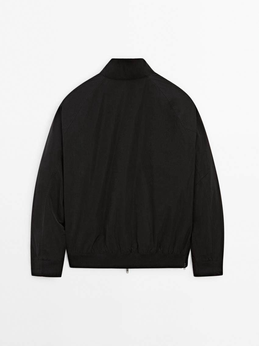 Massimo Dutti Lined Men Bomber Jacket Black | US-GO1963527