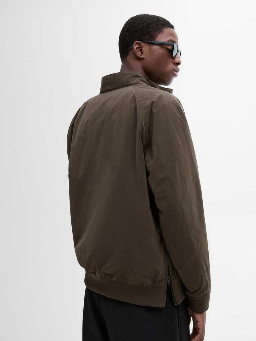 Massimo Dutti Lined Men Bomber Jacket Dark Khaki | US-AJ3691584