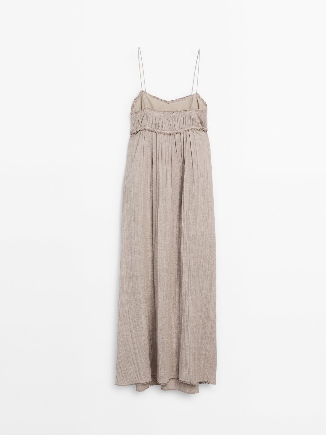 Massimo Dutti Linen And Cotton Blend Waffle-knit Midi Women Dress Beige | US-KY8564921
