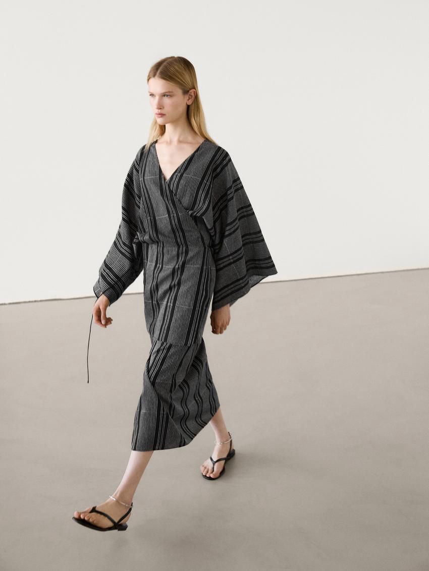 Massimo Dutti Linen Blend Embroidered Co-ord Pareo Women Skirts Black | US-OL3271805