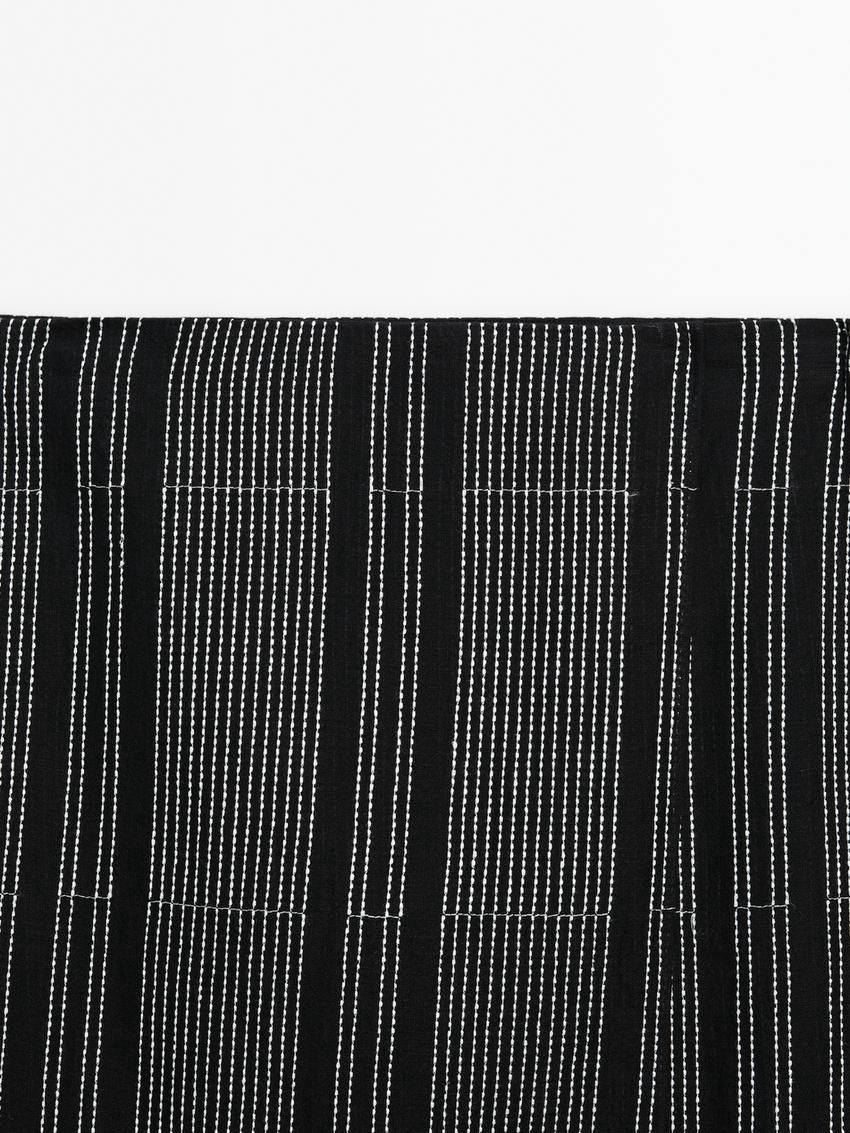 Massimo Dutti Linen Blend Embroidered Co-ord Pareo Women Skirts Black | US-OL3271805