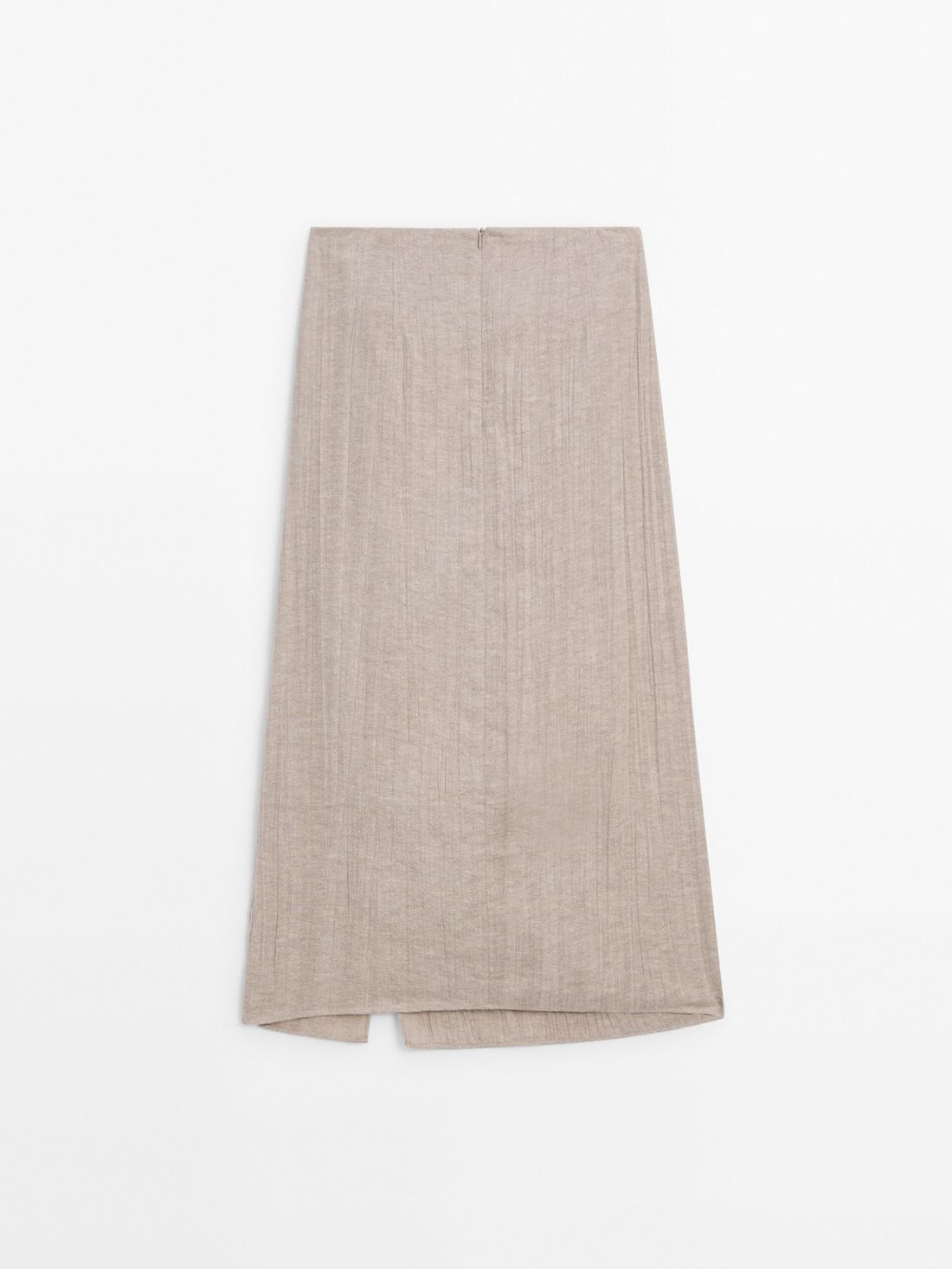 Massimo Dutti Linen Blend Midi With Slit Detail Women Skirts Beige | US-OZ1957064