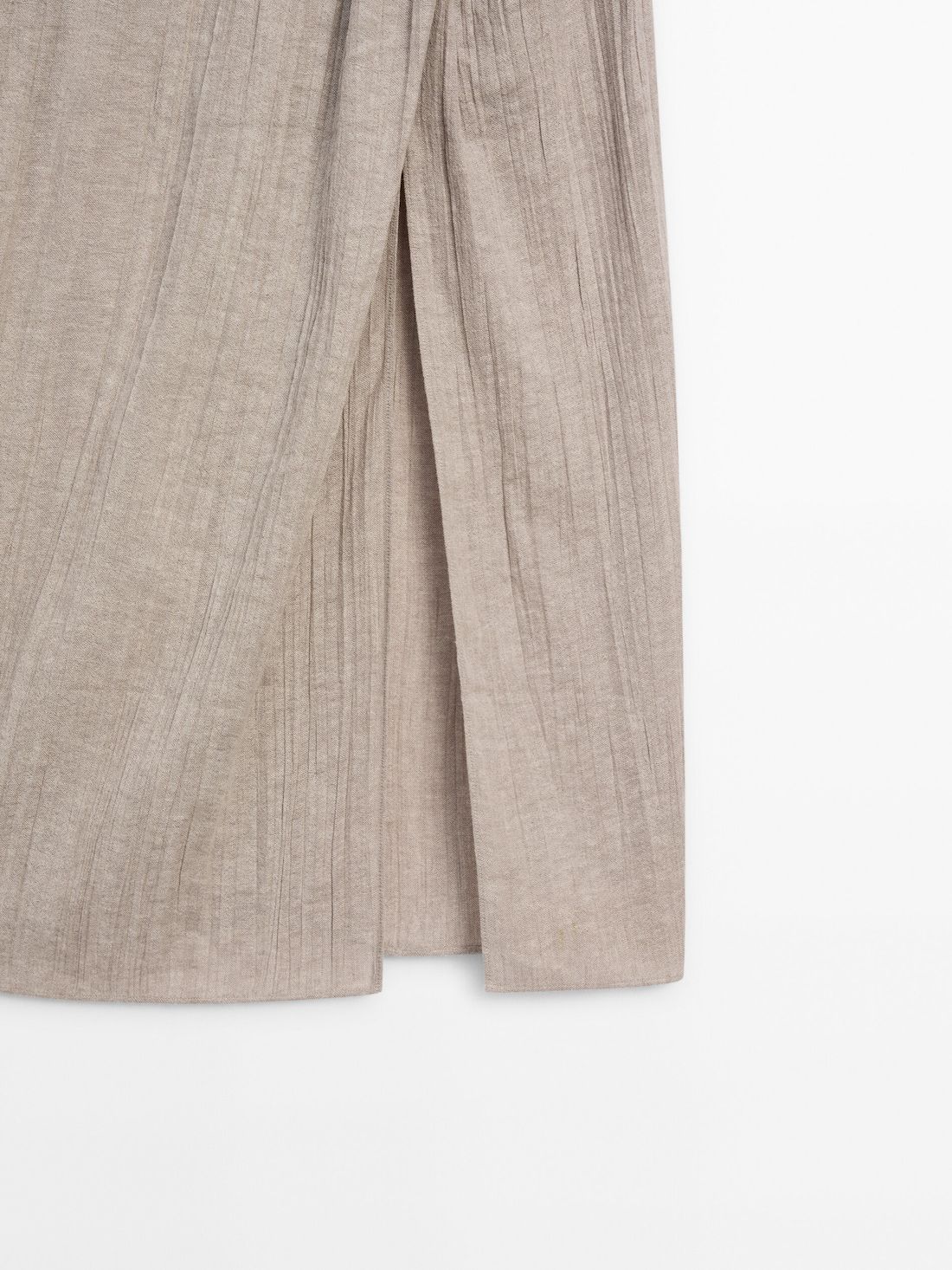 Massimo Dutti Linen Blend Midi With Slit Detail Women Skirts Beige | US-OZ1957064