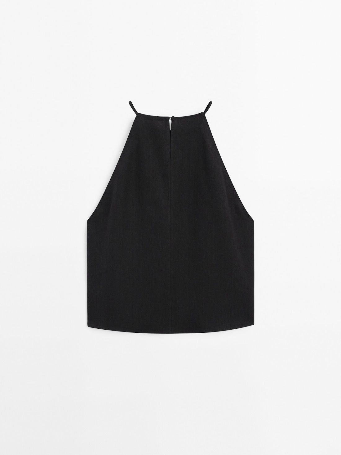 Massimo Dutti Linen Blend Strappy Women Top Black | US-NF4936250
