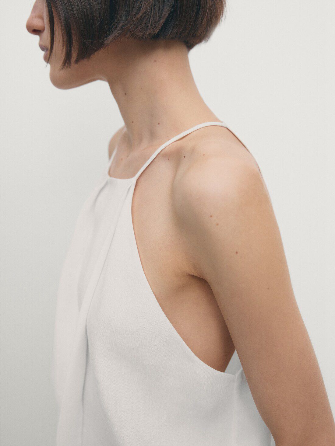 Massimo Dutti Linen Blend Strappy Women Top Cream | US-YO9873214