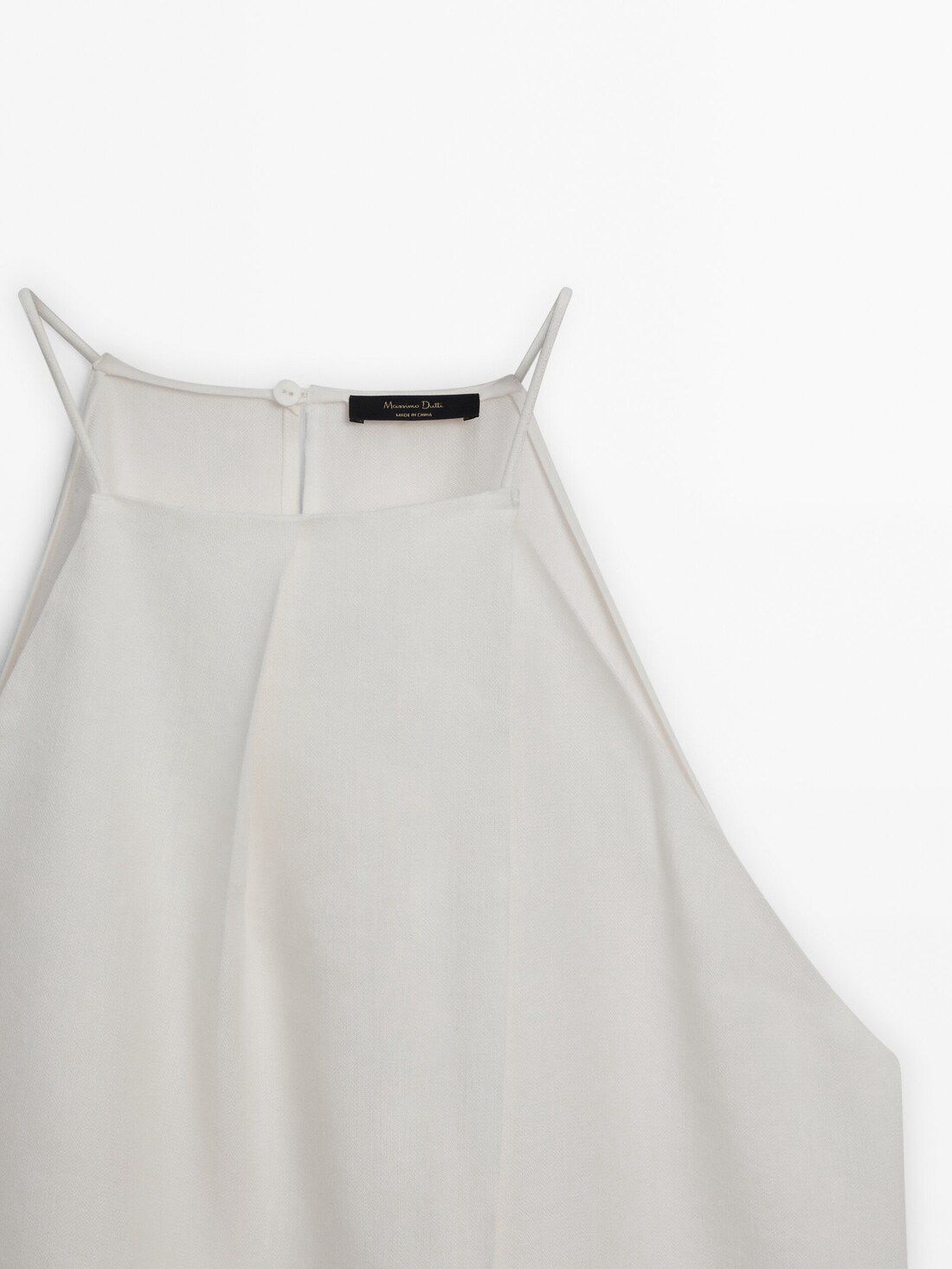 Massimo Dutti Linen Blend Strappy Women Top Cream | US-YO9873214
