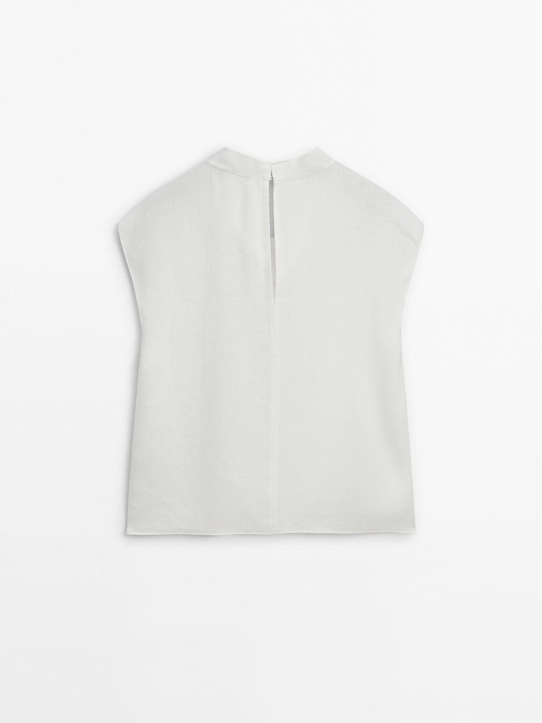 Massimo Dutti Linen Blend With A Draped Neck Women Top Cream | US-UO3068217