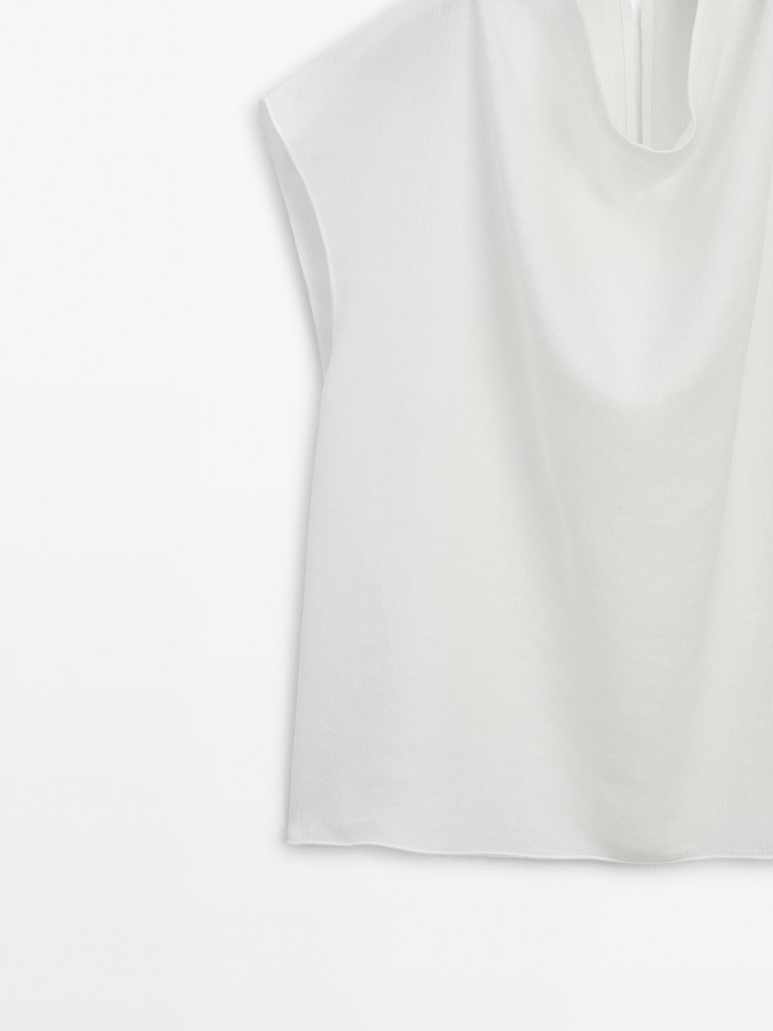 Massimo Dutti Linen Blend With A Draped Neck Women Top Cream | US-UO3068217