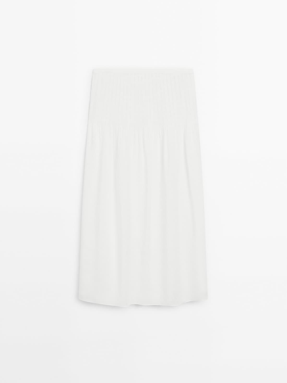 Massimo Dutti Linen Blend With Pleated Details Women Skirts White | US-RZ0286345