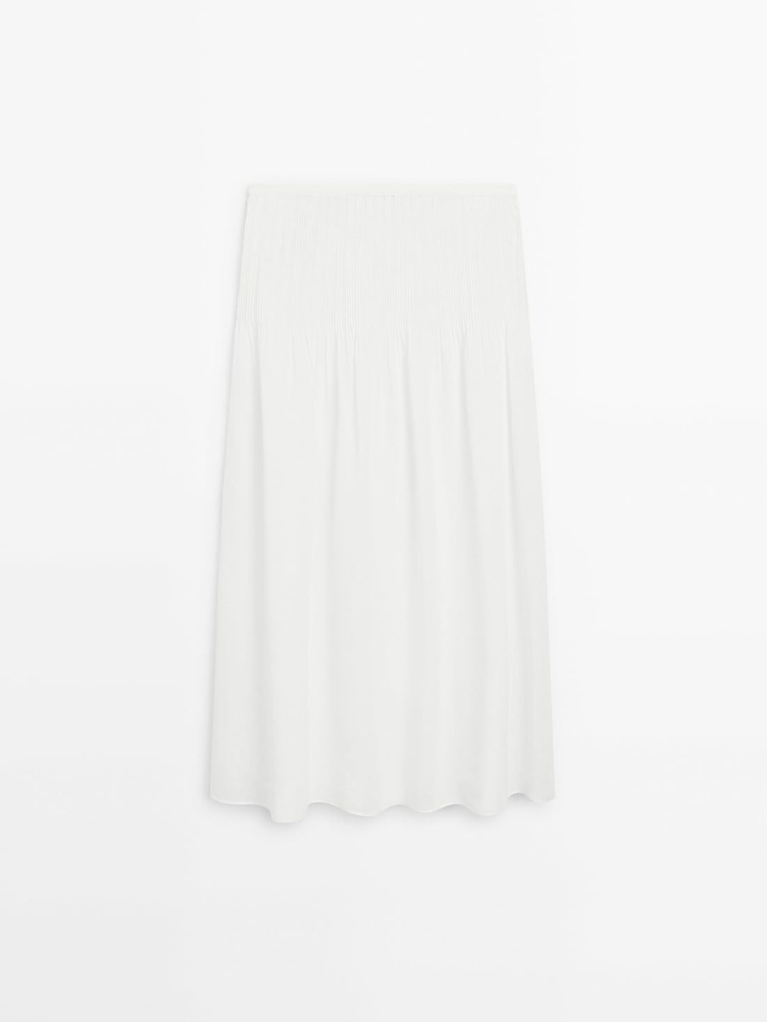 Massimo Dutti Linen Blend With Pleated Details Women Skirts White | US-RZ0286345