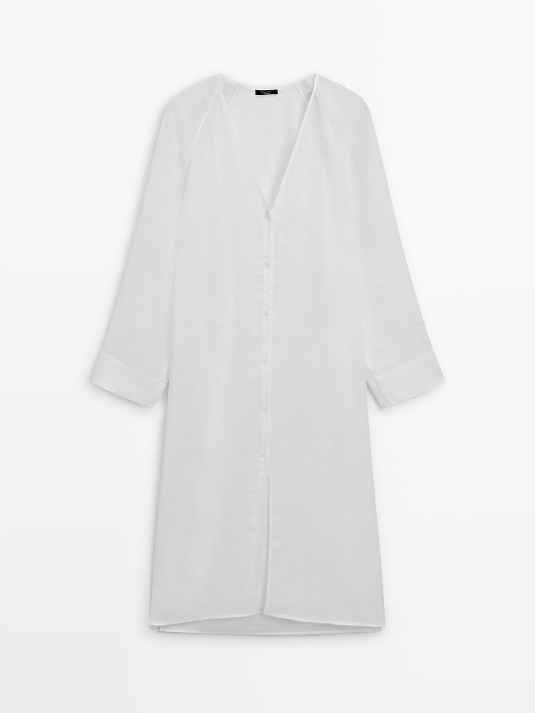 Massimo Dutti Linen Maxi Oversize Women Blouse White | US-UI3617029