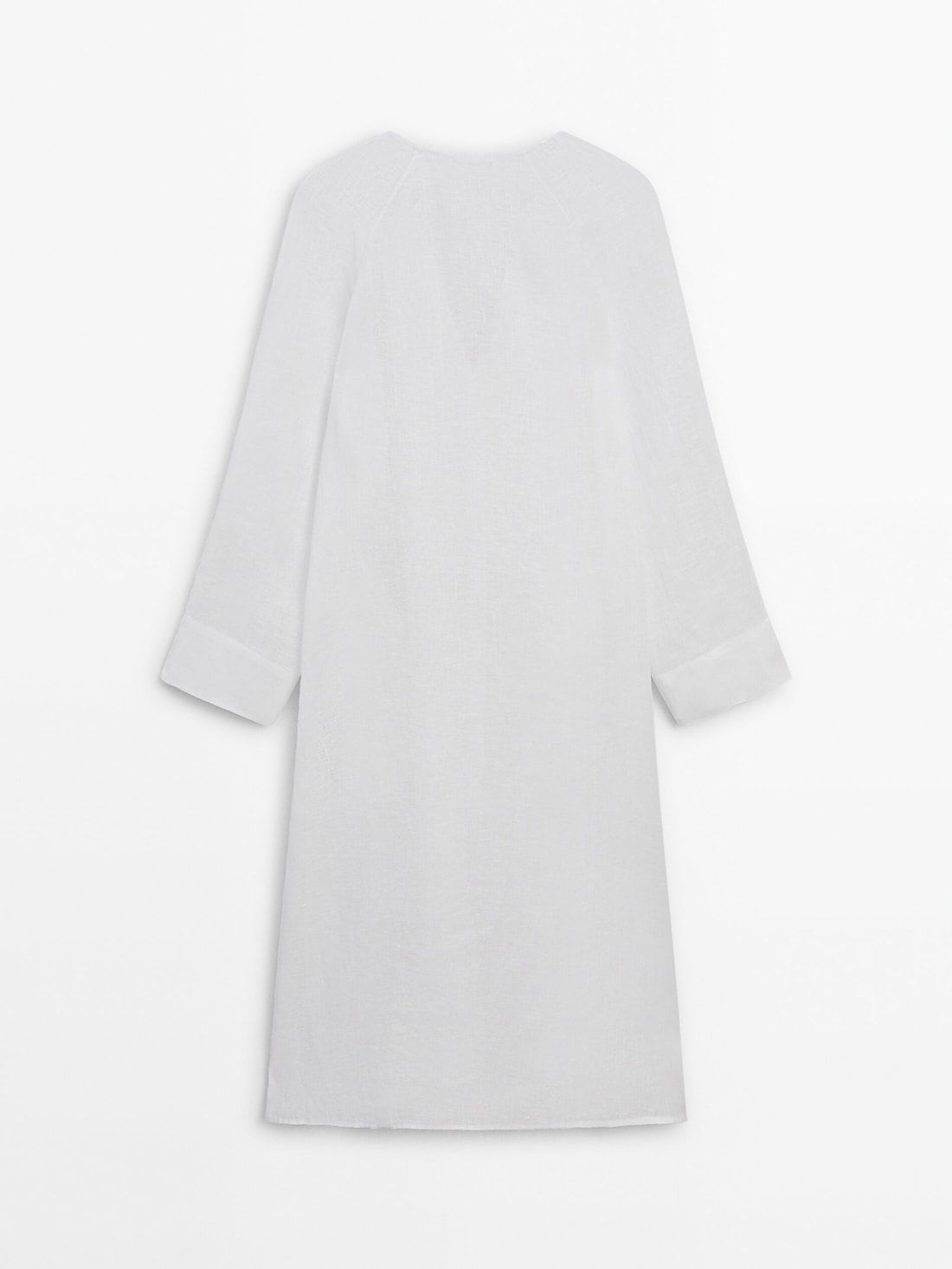 Massimo Dutti Linen Maxi Oversize Women Blouse White | US-UI3617029