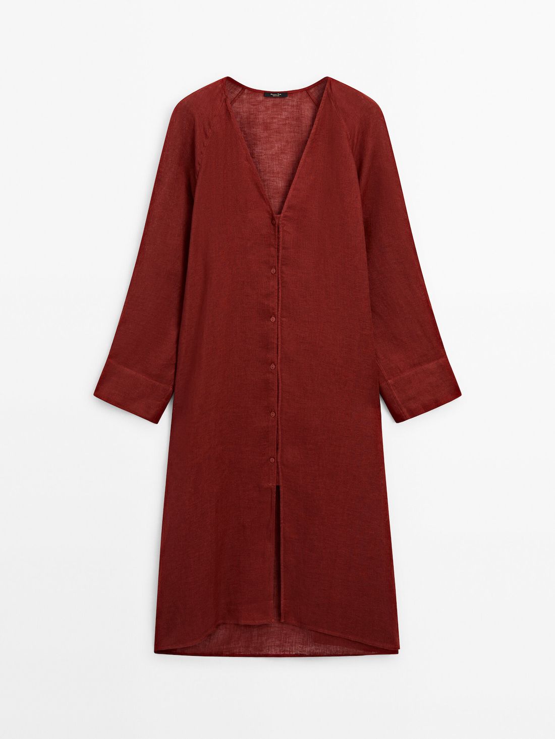 Massimo Dutti Linen Maxi Oversize Women Blouse Red | US-LM4035892