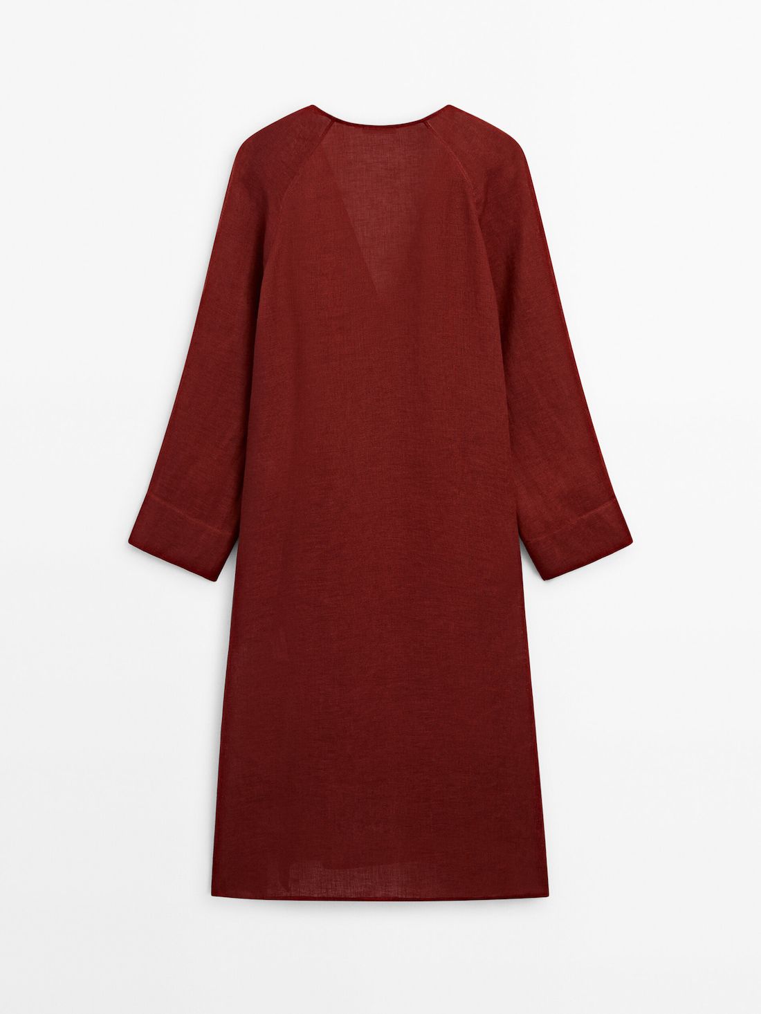Massimo Dutti Linen Maxi Oversize Women Blouse Red | US-LM4035892