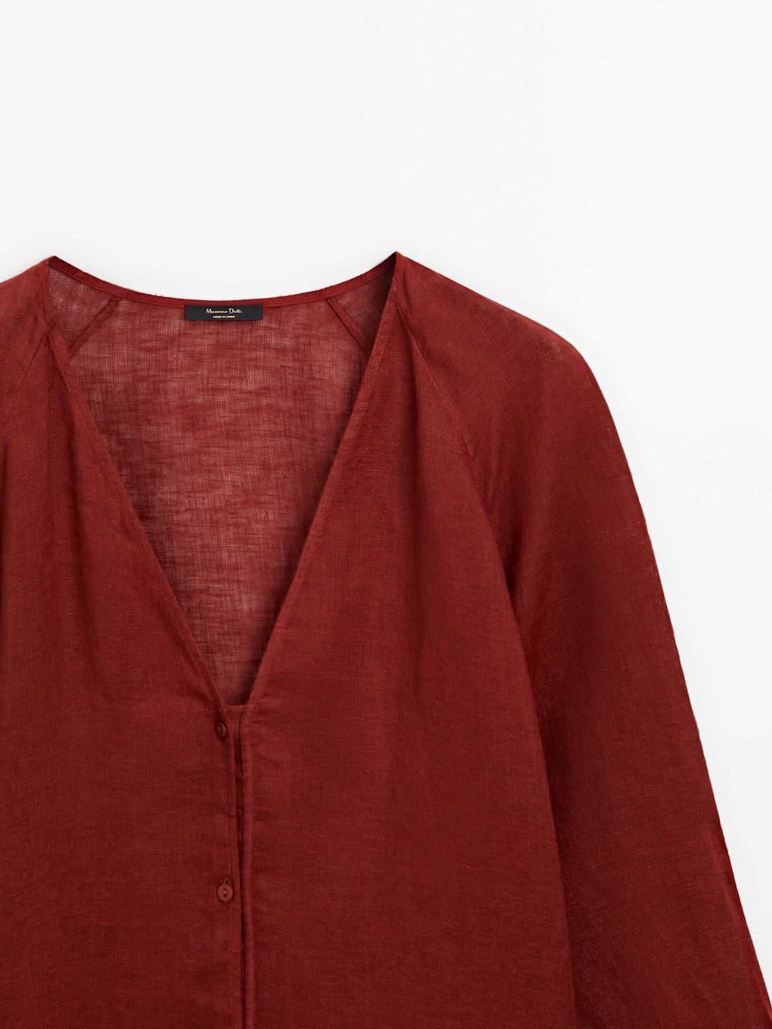 Massimo Dutti Linen Maxi Oversize Women Blouse Red | US-LM4035892